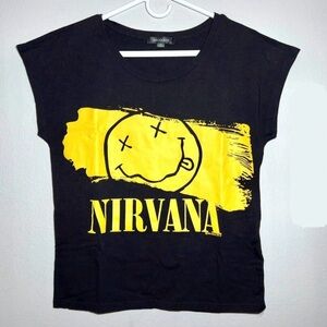 Nirvana Nevermind Smiley Face Logo Juniors XXL Sleeveless Tank Top Shirt Black